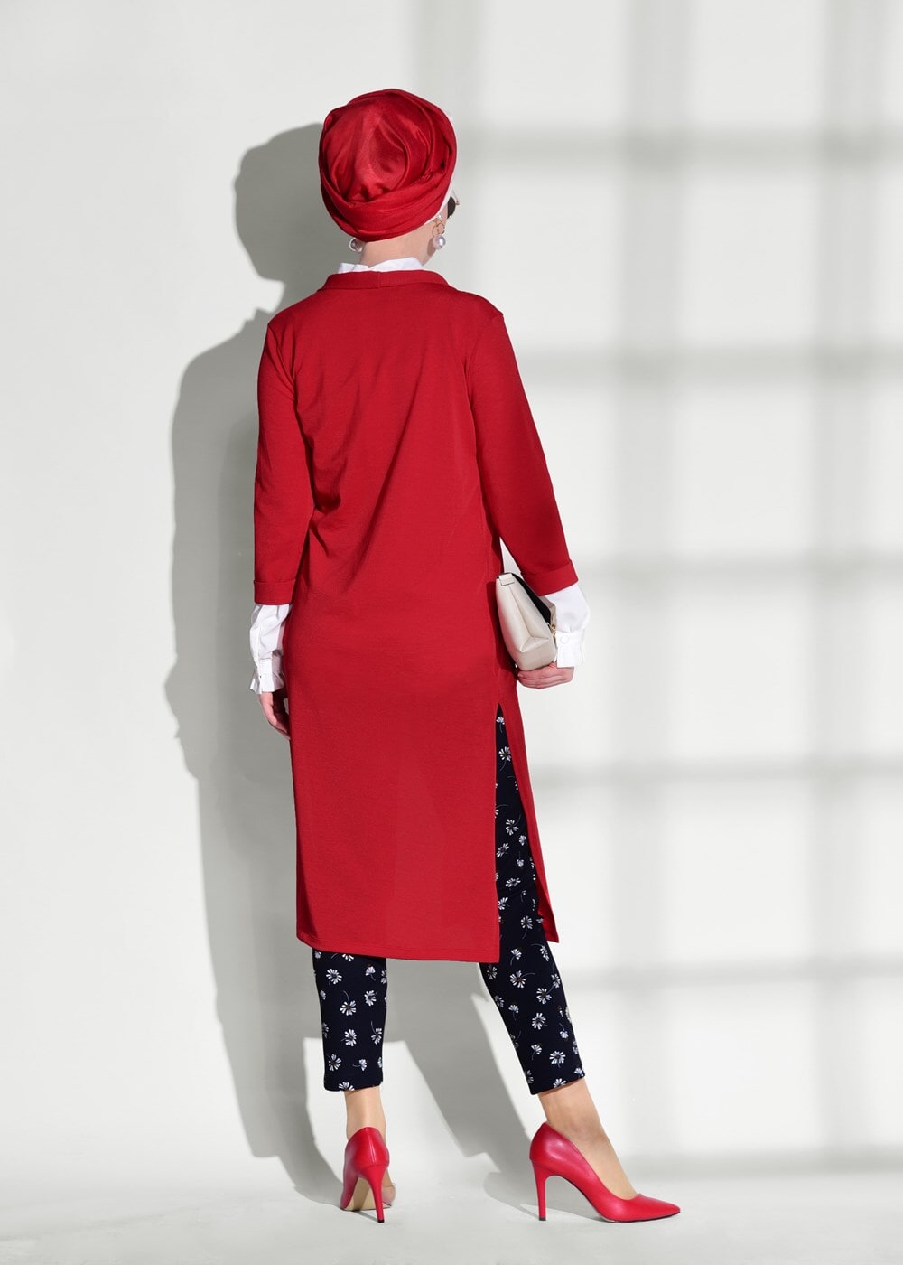 Vêtements hijab ROUGE CARDIGAN À DÉTAILS FENTES 124