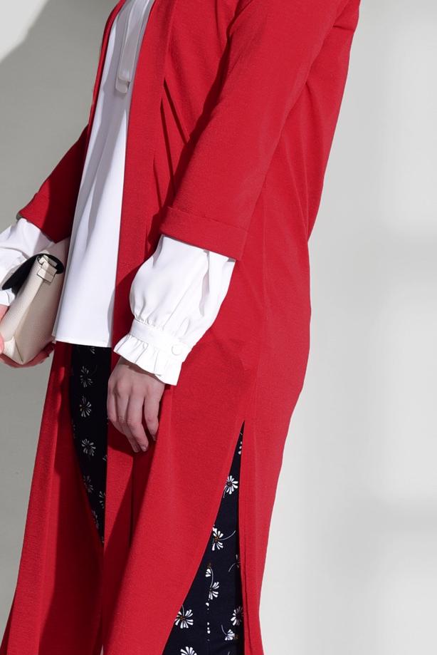 Vêtements hijab  SLIT DETAIL CARDIGAN 124  - TRENDTESETTÜR