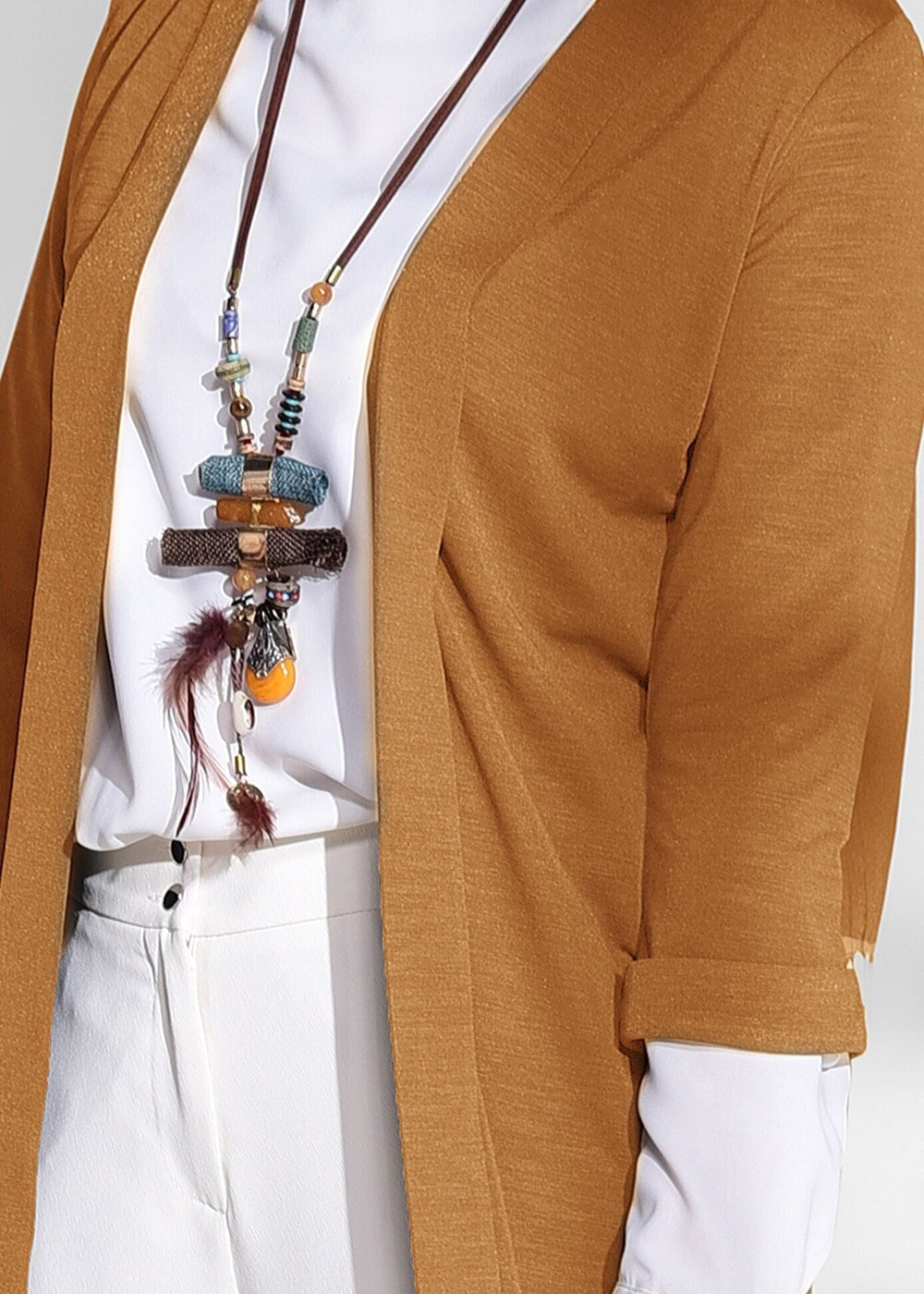 Vêtements hijab ORANGE CARDIGAN À DÉTAILS FENTES 124