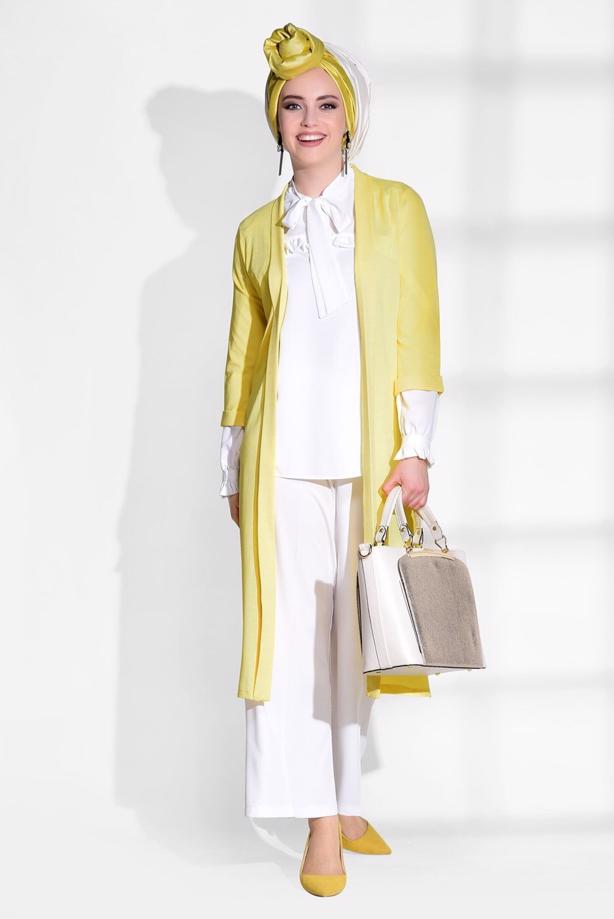 Vêtements hijab  SLIT DETAIL CARDIGAN 124  - TRENDTESETTÜR