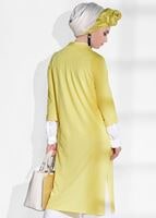 Hijab clothing YELLOW SLIT DETAIL CARDIGAN 124 