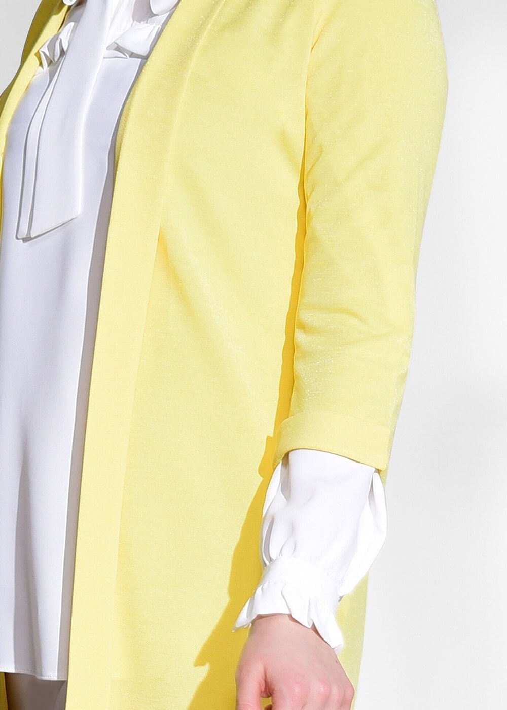 Hijab clothing YELLOW SLIT DETAIL CARDIGAN 124 