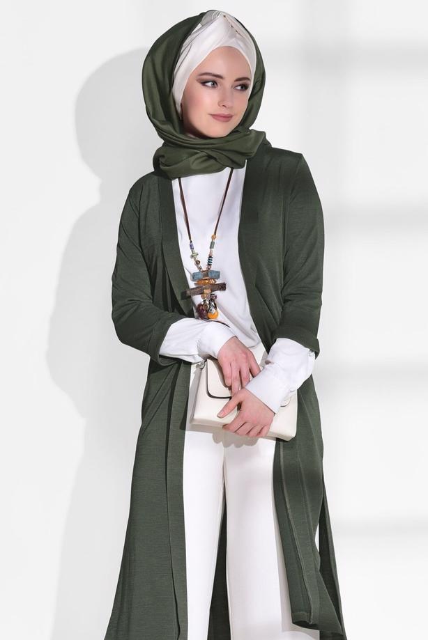 Vêtements hijab  SLIT DETAIL CARDIGAN 124  - TRENDTESETTÜR
