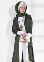 Hijab clothing KHAKI SLIT DETAIL CARDIGAN 124 