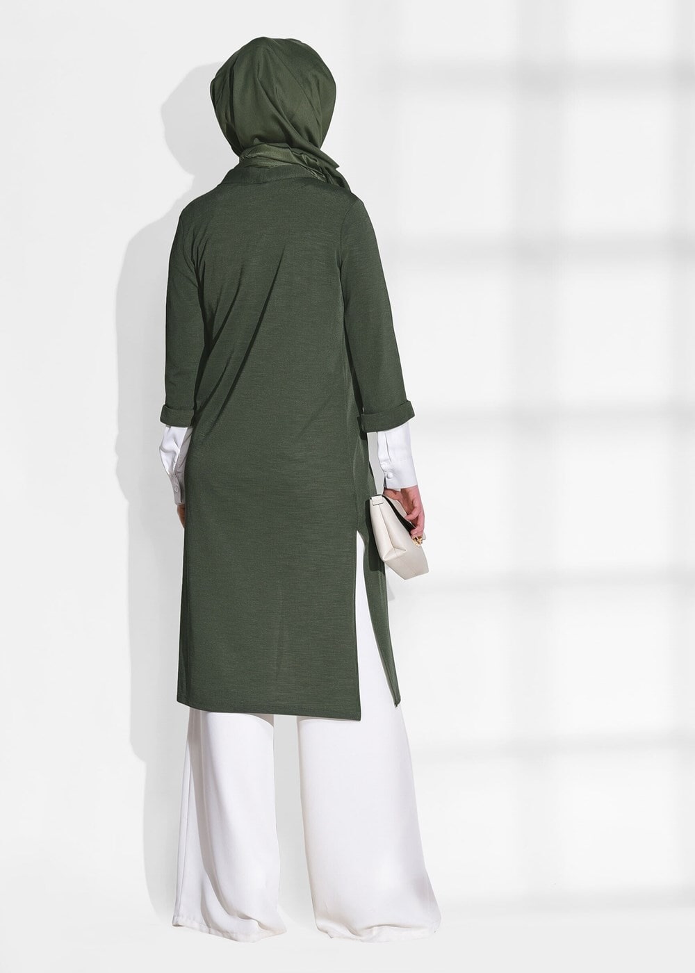 Hijab clothing KHAKI SLIT DETAIL CARDIGAN 124 