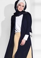 Hijab clothing NAVY BLUE SLIT DETAIL CARDIGAN 124 