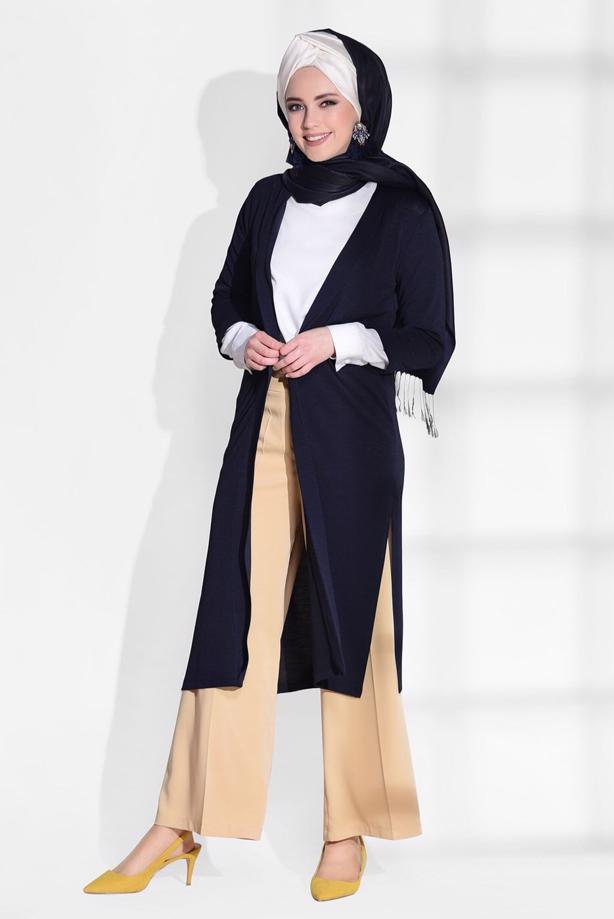 Vêtements hijab  SLIT DETAIL CARDIGAN 124  - TRENDTESETTÜR