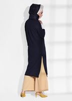 Hijab clothing NAVY BLUE SLIT DETAIL CARDIGAN 124 