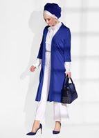 Hijab clothing NAVY BLUE SLIT DETAIL CARDIGAN 124 