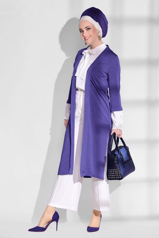 Vêtements hijab  SLIT DETAIL CARDIGAN 124  - TRENDTESETTÜR