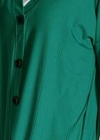 Tesettür giyim YEŞİL T 9046 Dkn-Düğme Detaylı Uzun Hırka