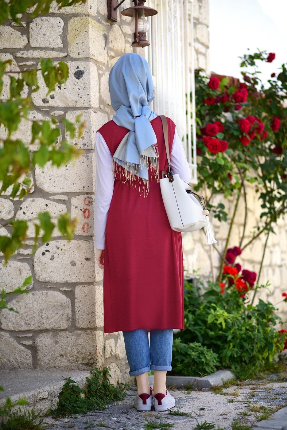 Hijab clothing RED PLEAT DETAIL VEST 951632 