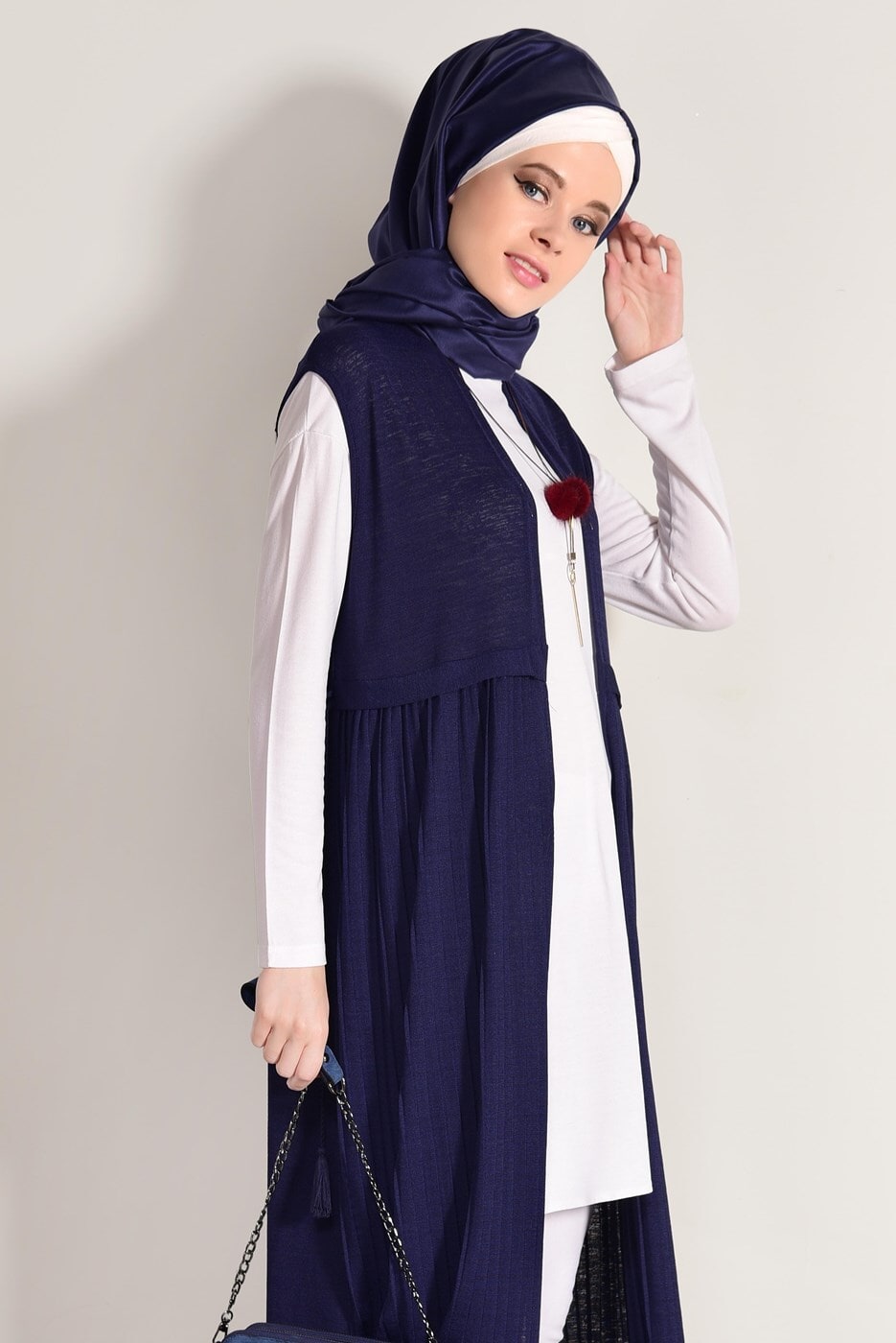 Hijab clothing NAVY BLUE PLEAT DETAIL VEST 951632 