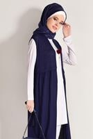 Hijab clothing NAVY BLUE PLEAT DETAIL VEST 951632 