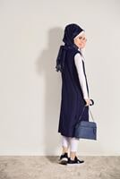Hijab clothing NAVY BLUE PLEAT DETAIL VEST 951632 