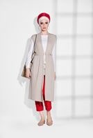 Hijab clothing BEIGE PLEAT DETAIL VEST 951632 