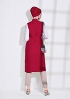 Tesettür giyim KIRMIZI CEPLERİ TAŞ SİM DETAYLI YELEK 70361