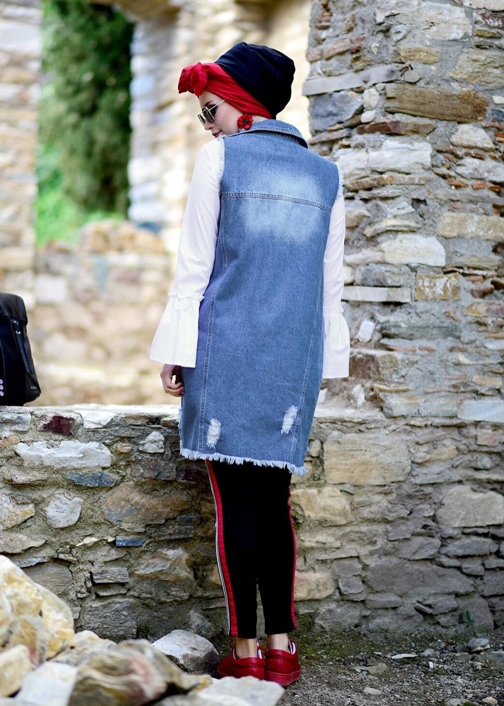 Tesettür giyim LACİVERT T 387 Lvr-Spor Kot Yelek