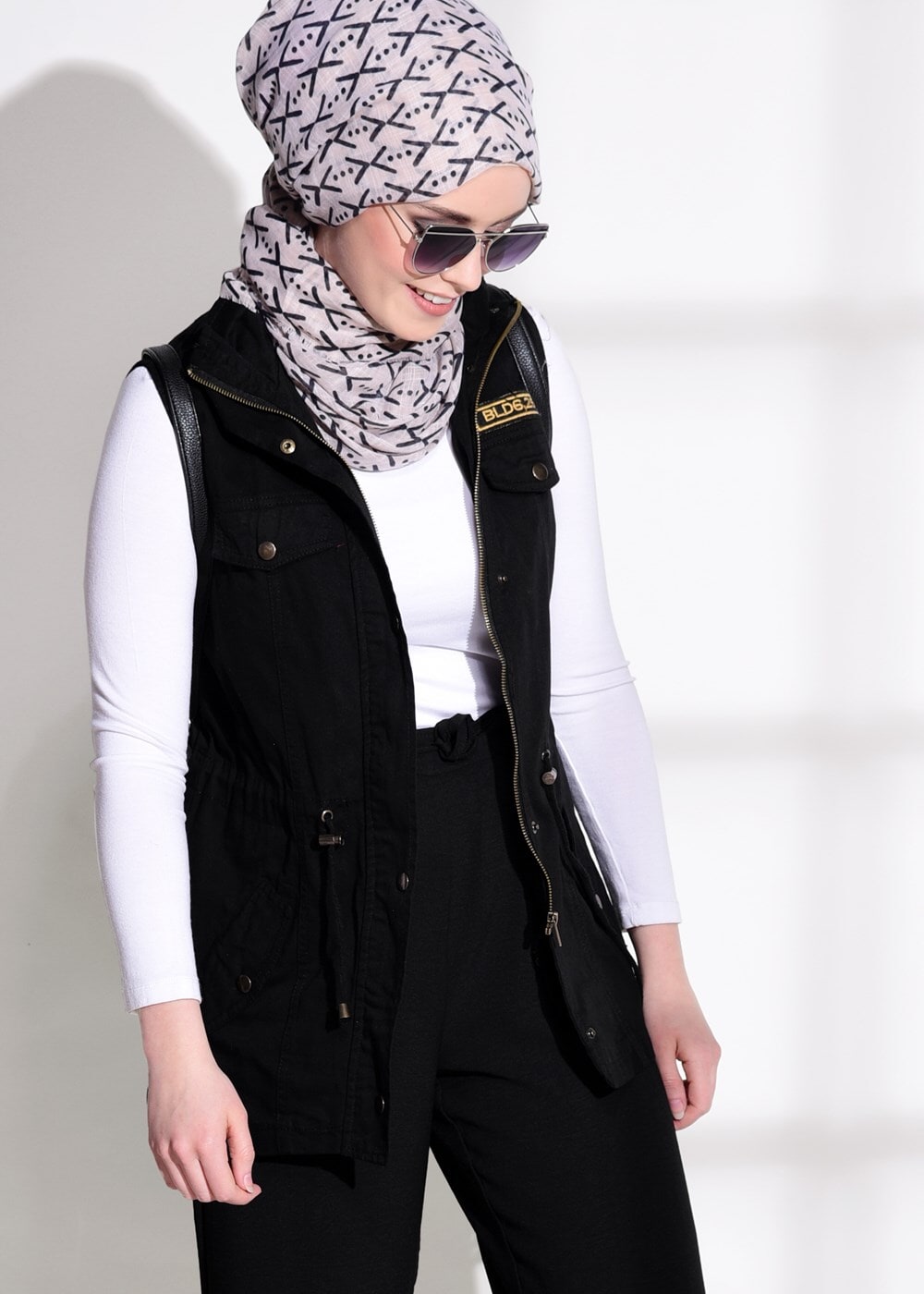 Tesettür giyim SİYAH T 997 Lvr-Cep Detaylı Yelek