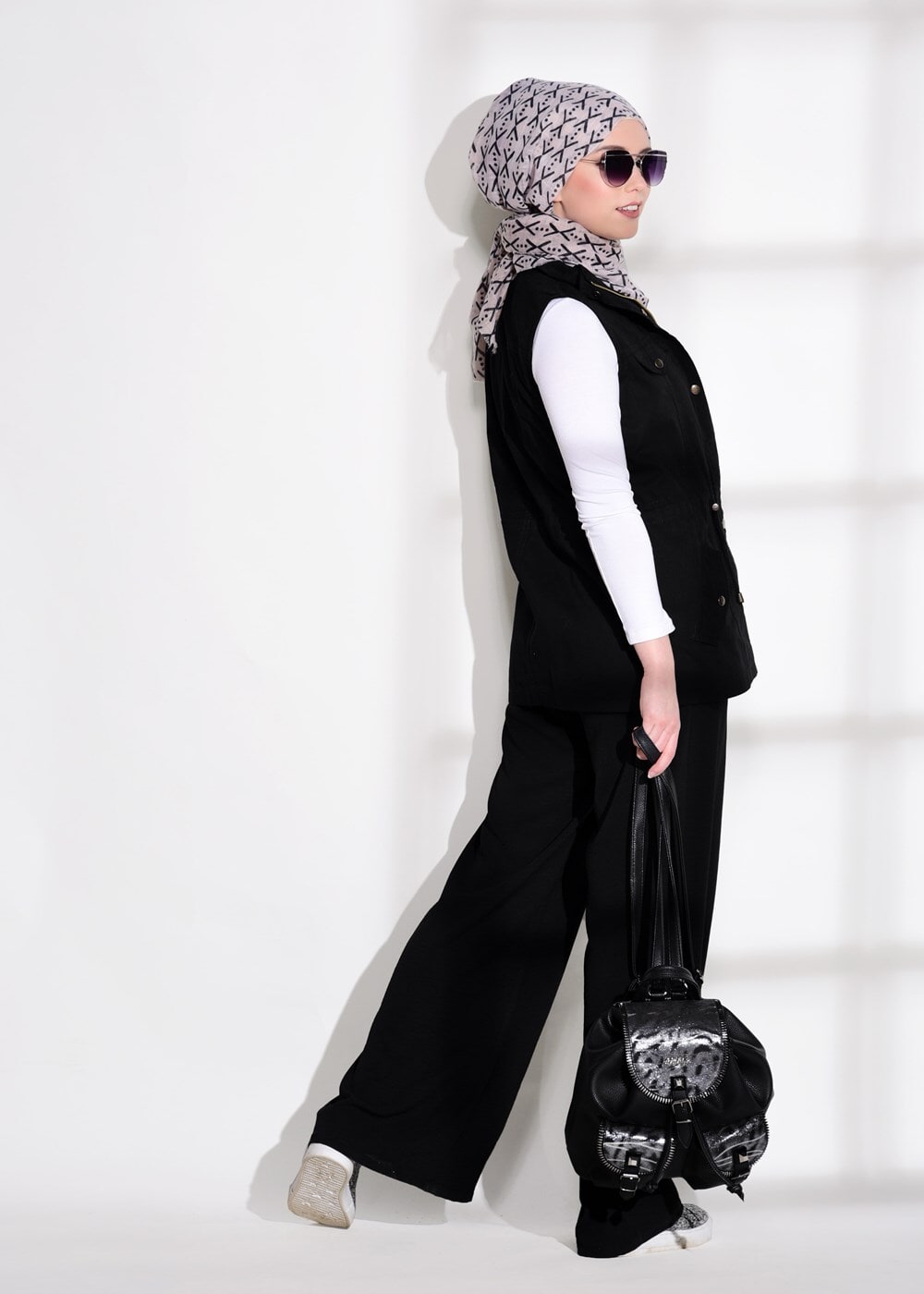 Tesettür giyim SİYAH T 997 Lvr-Cep Detaylı Yelek