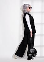 Tesettür giyim SİYAH T 997 Lvr-Cep Detaylı Yelek