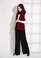 Tesettür giyim BORDO T 997 Lvr-Cep Detaylı Yelek