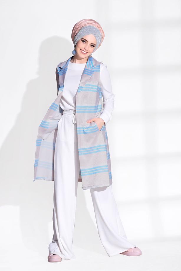 Vêtements hijab  SILVERY STRIPE VEST T 1112 - TRENDTESETTÜR