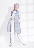 Vêtements hijab VERT GILET À RAYURES ARGENTÉES T 1112  