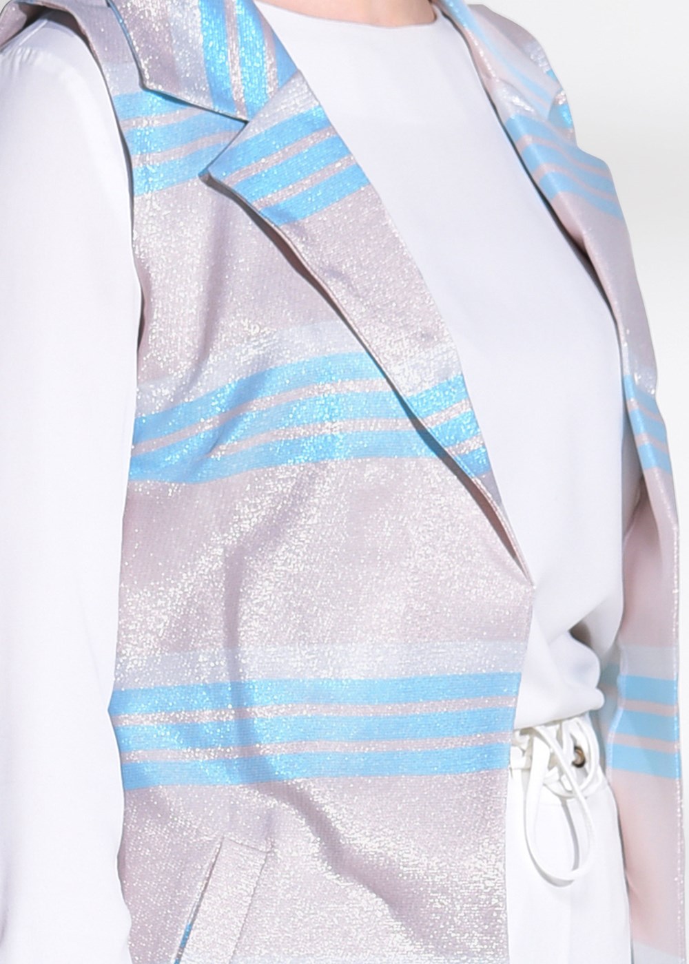 Vêtements hijab VERT GILET À RAYURES ARGENTÉES T 1112  