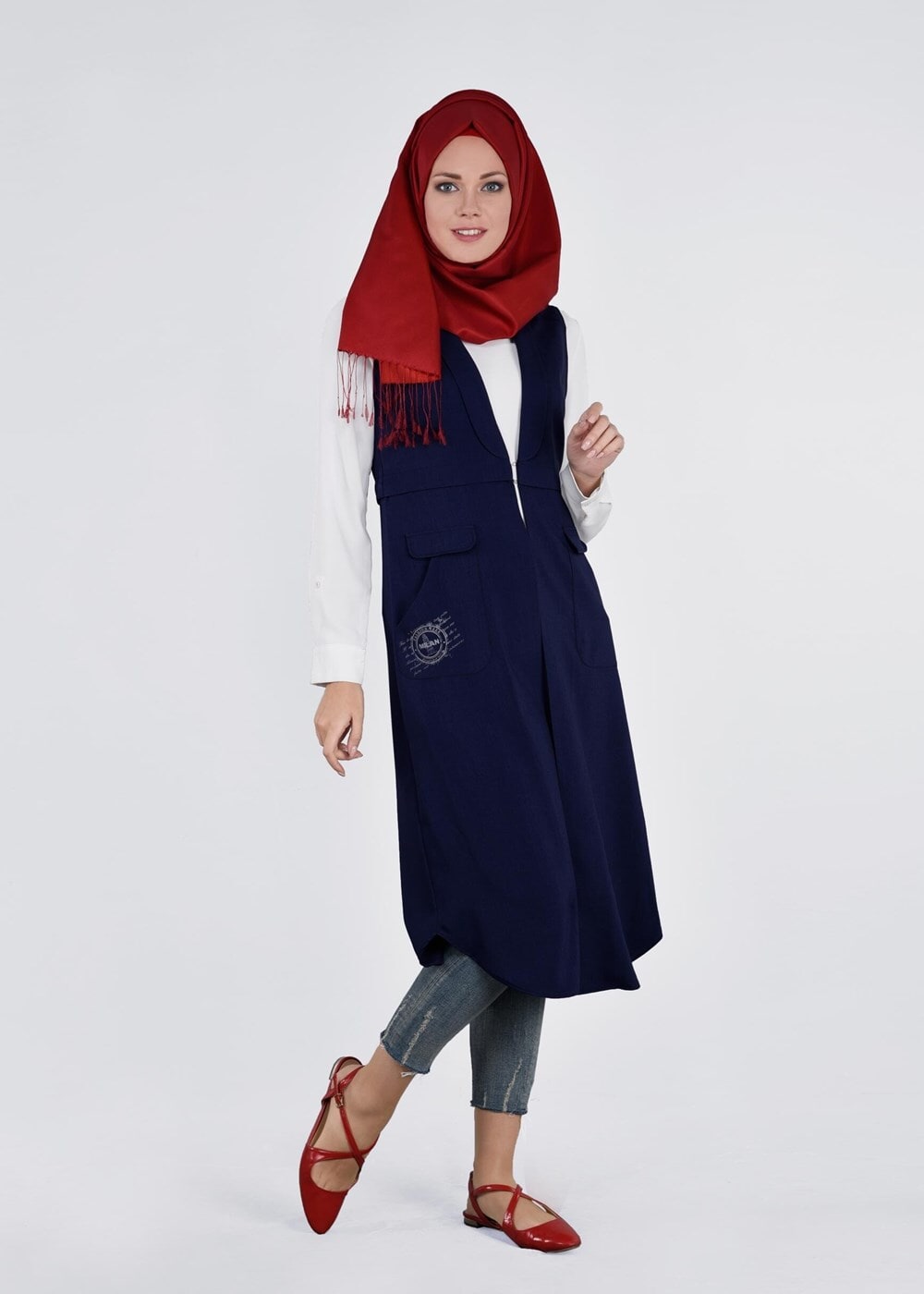 Tesettür giyim LACİVERT T 4271 Stil 8563 Yelek-Alv Fashion