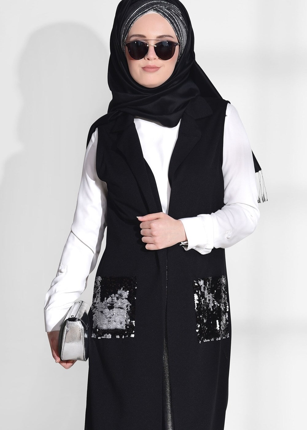 Vêtements hijab NOIR CARDIGAN À PAILLETTES T 4794
