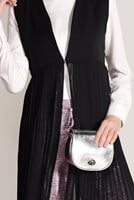 Tesettür giyim SİYAH T 6128 Mısra-Pilise Detaylı Yelek