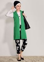 Hijab clothing GREEN POCKET DETAIL CARDIGAN T 6796 