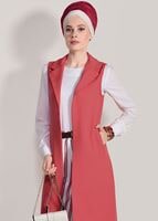 Hijab clothing RED POCKET DETAIL CARDIGAN T 6796 