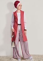 Hijab clothing RED POCKET DETAIL CARDIGAN T 6796 