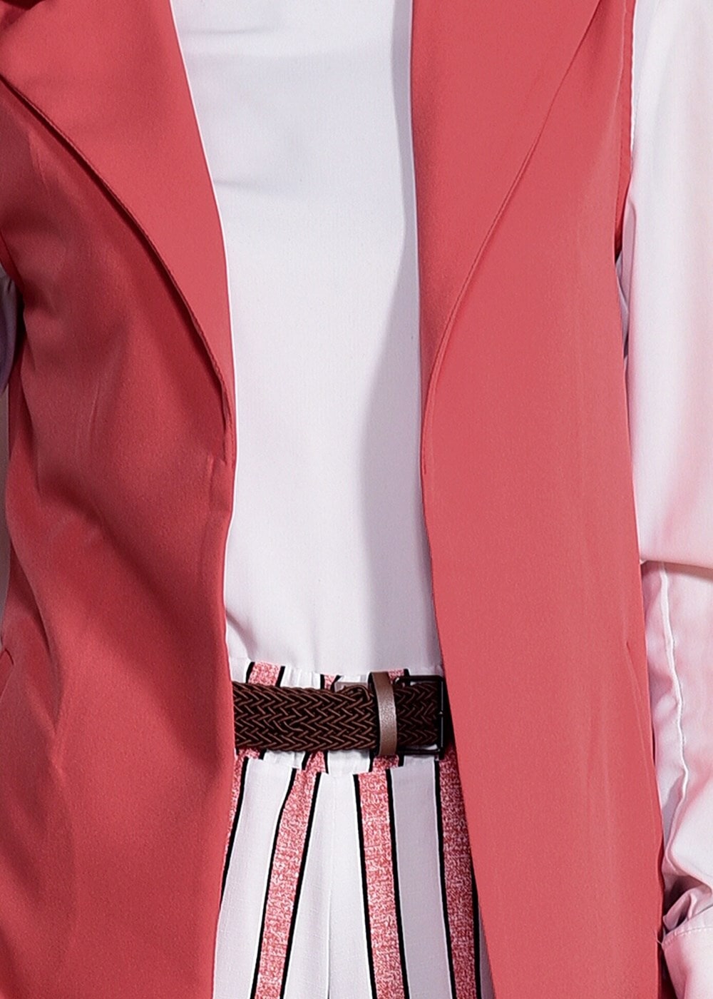 Hijab clothing RED POCKET DETAIL CARDIGAN T 6796 