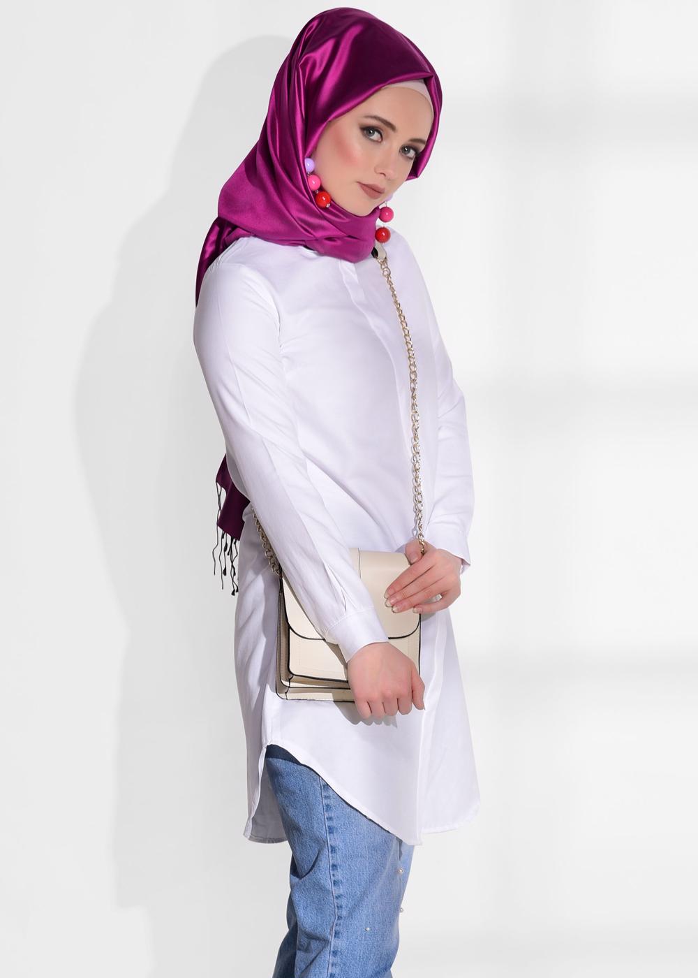 Vêtements hijab BLANC TUNIQUE CHEMISE 1735