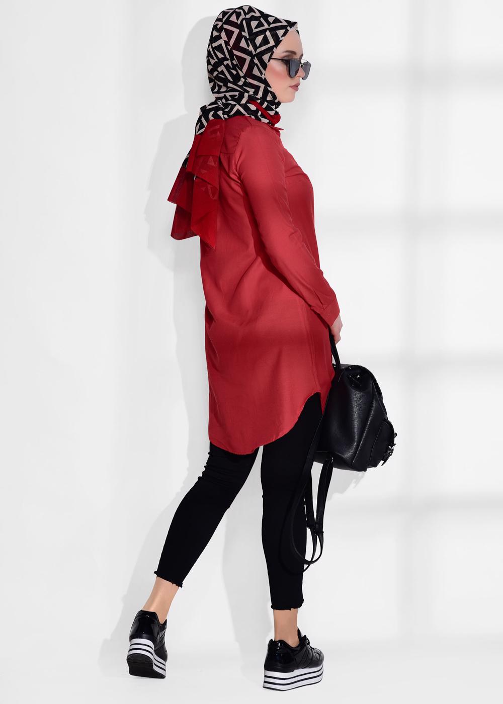 Vêtements hijab ROUGE TUNIQUE CHEMISE 1735