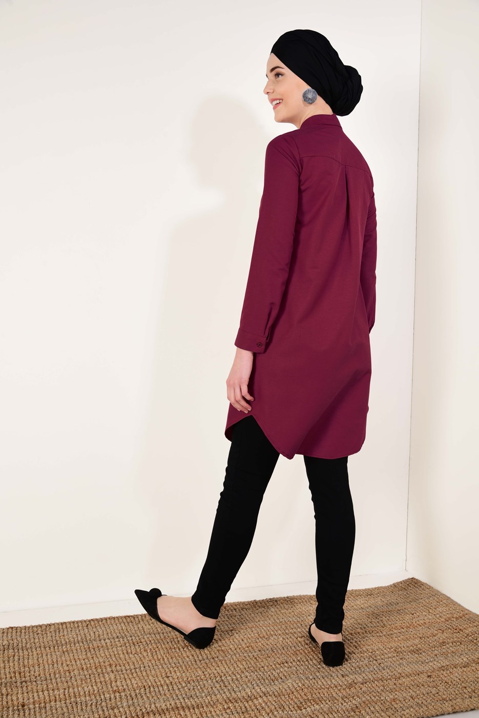 Vêtements hijab ROUGE BORDEAUX TUNIQUE CHEMISE 1735