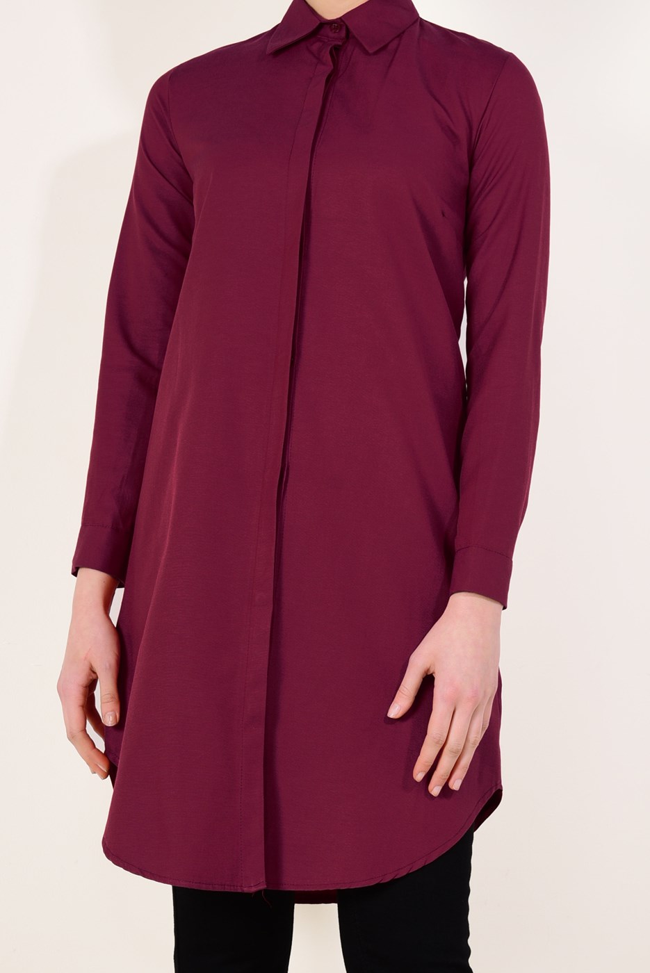 Vêtements hijab ROUGE BORDEAUX TUNIQUE CHEMISE 1735