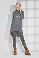 Tesettür giyim GRİ KÜRK YAKA TUNİK 00351 