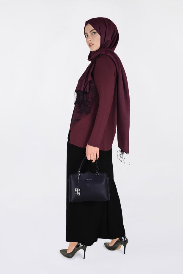 Vêtements hijab ROUGE BORDEAUX BLOUSE AVEC FENTES 2775-1 - TRENDTESETTÜR