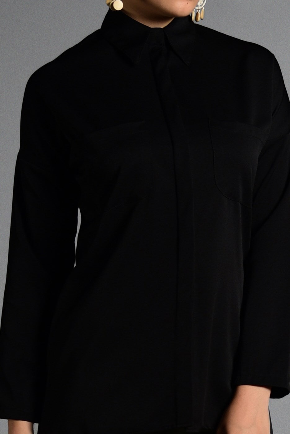 Hijab clothing BLACK SHIRT-COLLAR BLOUSE 27201 
