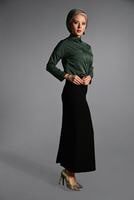 Hijab clothing KHAKI SHIRT-COLLAR BLOUSE 27201 