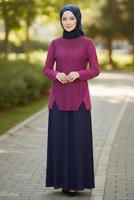 Tesettür giyim FUŞYA ALVİNA TAŞ BASKILI BLUZ 2775