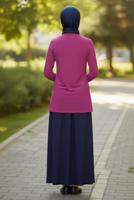 Tesettür giyim FUŞYA ALVİNA TAŞ BASKILI BLUZ 2775