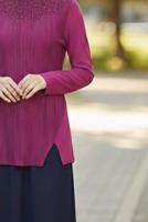 Tesettür giyim FUŞYA ALVİNA TAŞ BASKILI BLUZ 2775