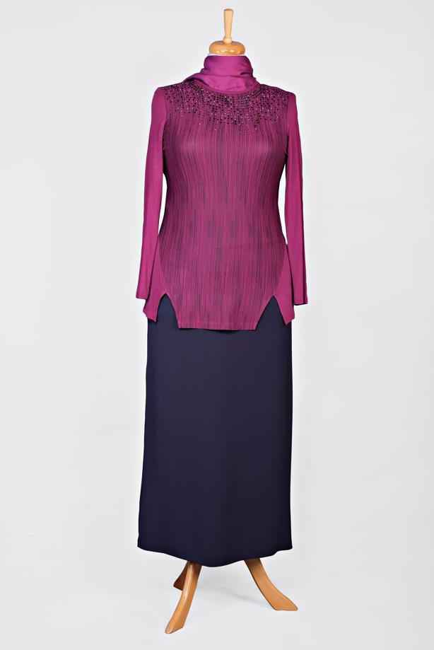 Vêtements hijab FUCHSIA BLOUSE À RAYURES 2775 - TRENDTESETTÜR