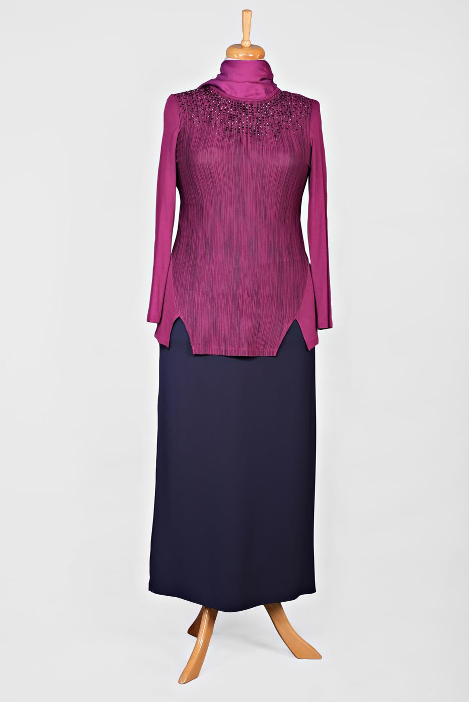 Vêtements hijab FUCHSIA BLOUSE À RAYURES 2775