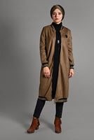 Tesettür giyim TABA  FERMUAR DETAYLI UZUN CEKET  49971 